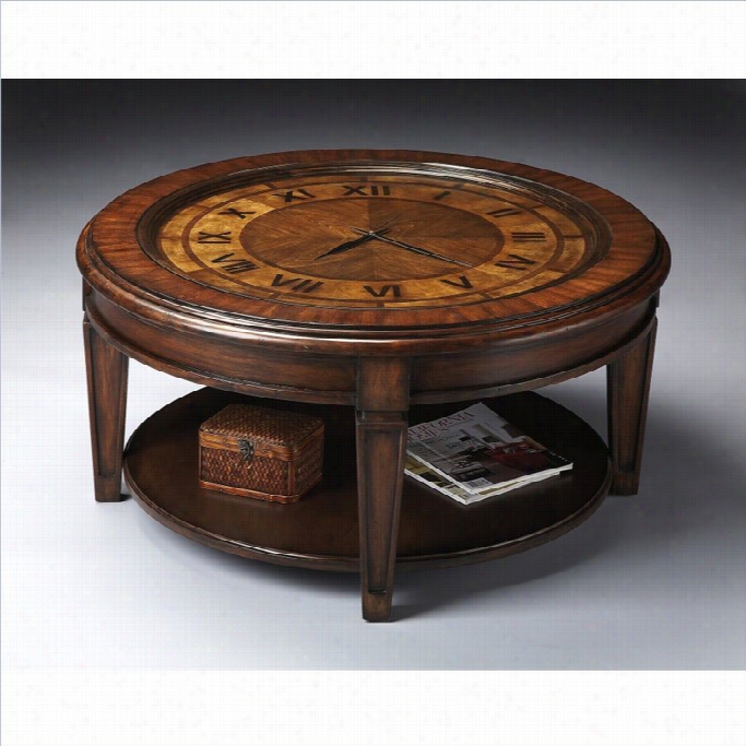 Butler Speciialty Clock Ccoktail Table In Heritage Finish
