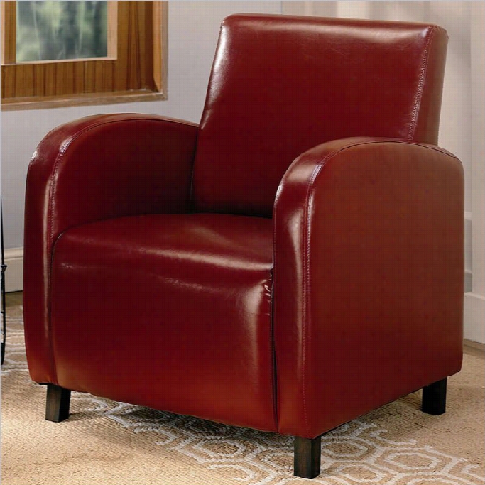 Coaster Accent Faux Leather Club Arm Chair In Red