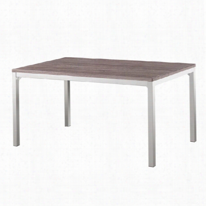 Coaster Eldridge Dining Table In Waethered Gray And Chrome