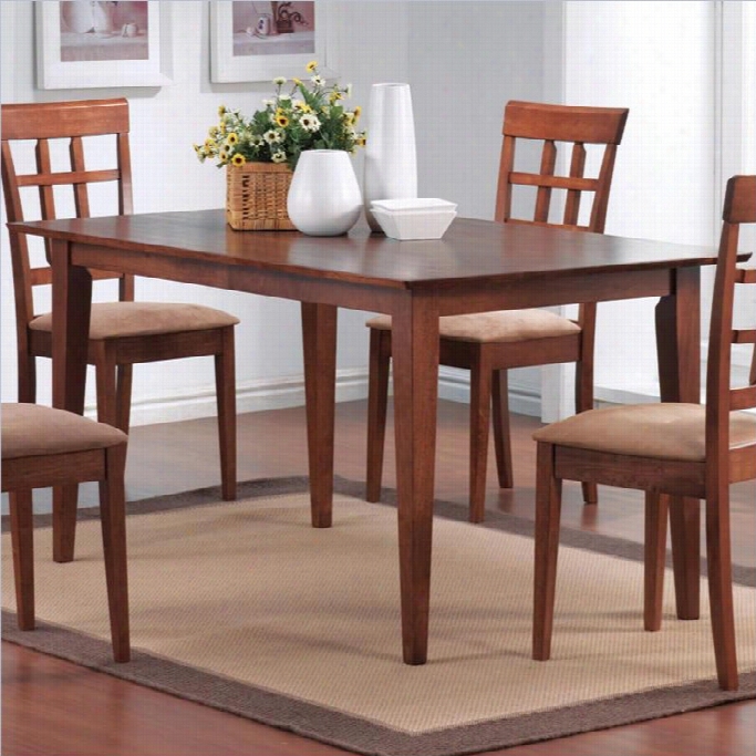 Coaster Hyde Rectangular Leg Dining Table In Warm Medium Walnut