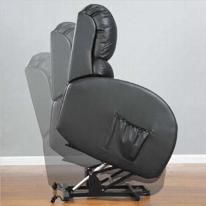 Coaster Leather Power Lift Recliner In Black