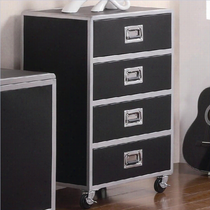 Coaaster Leclair 4 Drawer Chrst Attending Casters In Black And Silver