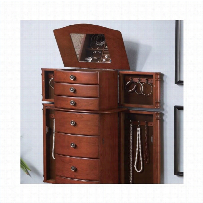 Coaster Seven Drawer Jewery Arrmoire With Antiqued Harcware