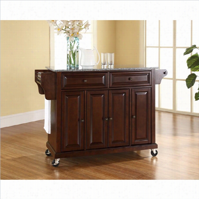 Crosleyf Urniture Solid Granite Top Mahogany Kitchen Cart