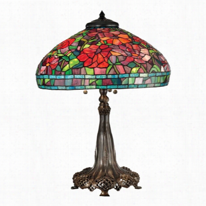 Dale Tiffany Red Peony Table Lamp