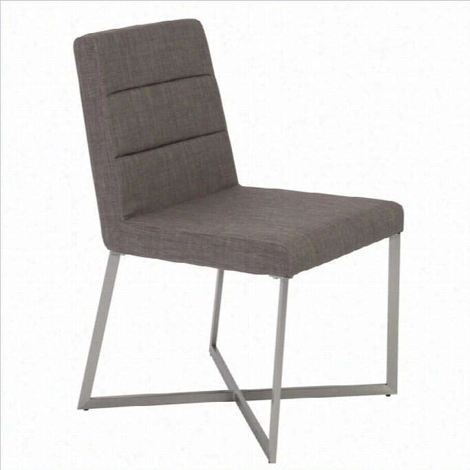 Eurostyle Tosca Dining Chair In Dark Gray And Stainless Steel