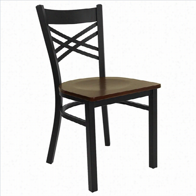 Flash Furniture Hercule Bpack Back Metap Dining Chair In Mahogajy