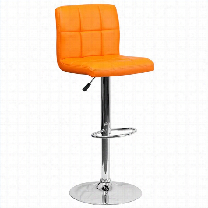 Flash Furniture Quilted Bar Stool In Orange