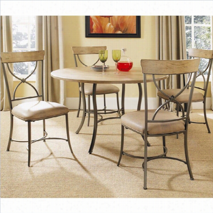 Hillsdale Charleston 5 Pc Round Wood Top Dining Set W/ X Back Chairs