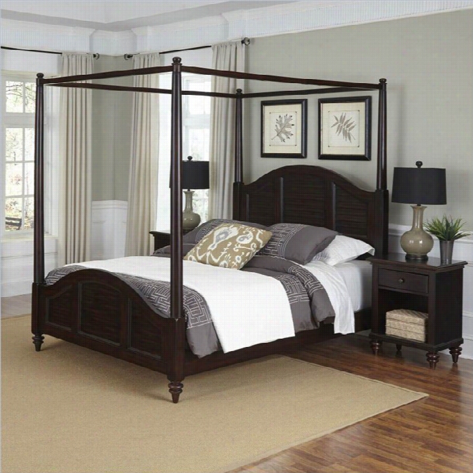 Home Styyles Bermuda Canopy Bed And Twonight Stands Espresso  Finish-queen