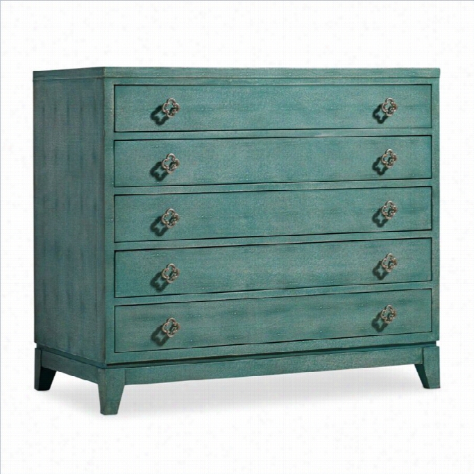 Hookker Furniture Melange 5-drawer Purs Blisss Accent Chest  In Weeathered Teal