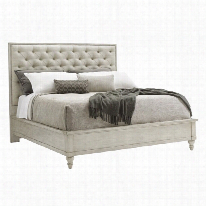 Lexington Oyster Check Sag Harbor King Upholstered Bed In Silverlake