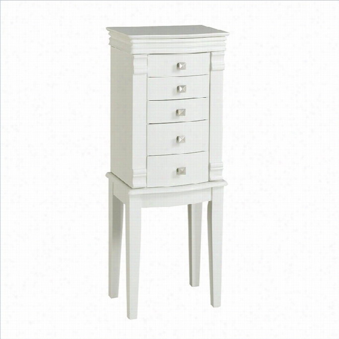 Linon Angela Jewelry Armoire In White