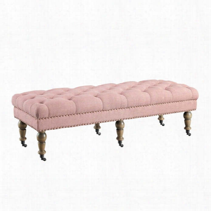 Linon Isabelld 62 Livinf Room Bench  In Pink