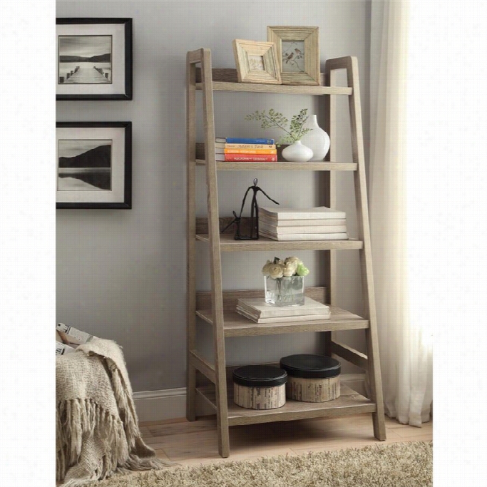 Linon Tracey 5 Shelf Bookcase In Gray