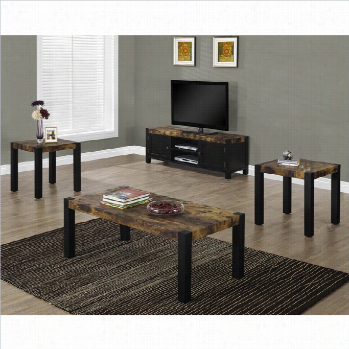 Monarc 3 Piece Offee Table Set In  Dark Black