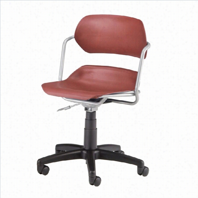 Ofm Mart Isa Armless Swivel Office Chair With Silver Frame In Wine