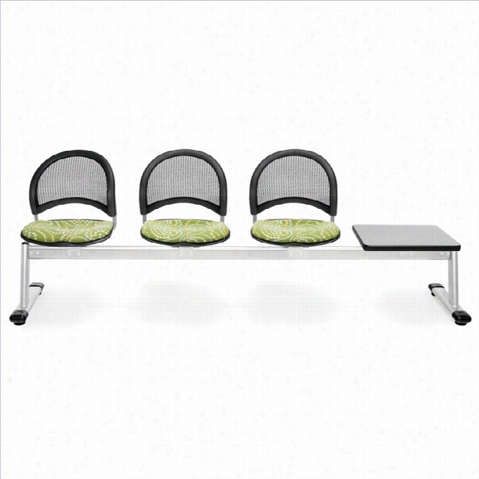 Ofm Omon  4 Beam Seating With 3 Seat And 1 Table In Reenthumb And Gray