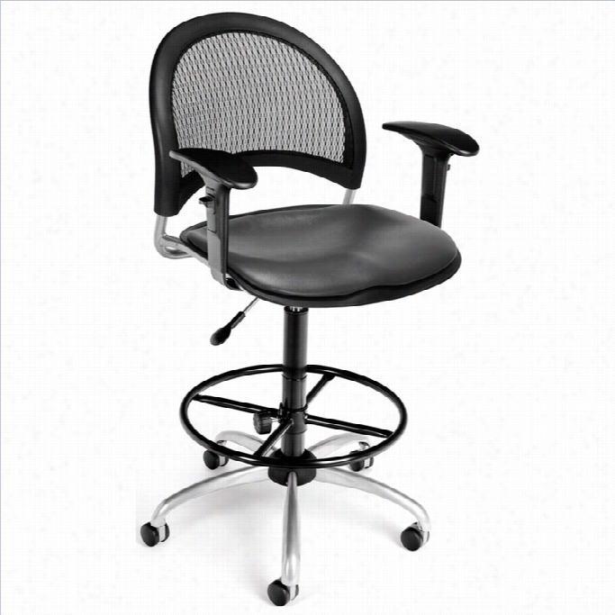 Of Moon Swivel Vinyl Draffting Chair Through  Arms  And  Drafting Kit In Charcoal