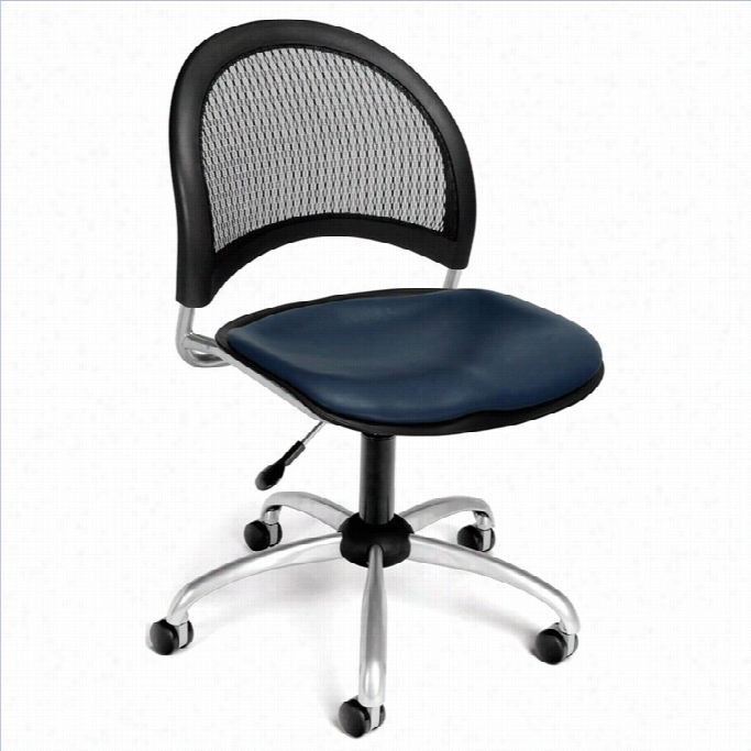 Ofm Moon Swivel Vinyl Office Chair In Navy