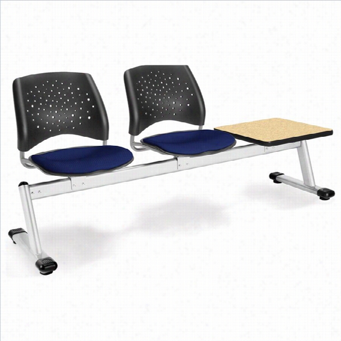 Ofm Star Beam Seating With 2 Seats And Slab In Navy Nad Oak