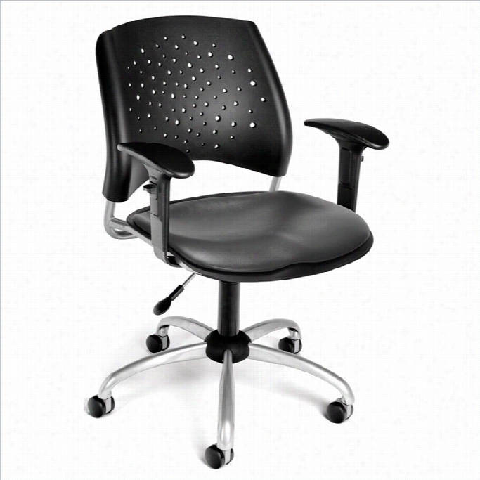 Ofm Star Swivel Office Chair With Vinyl Seats And Arms In Charcoal