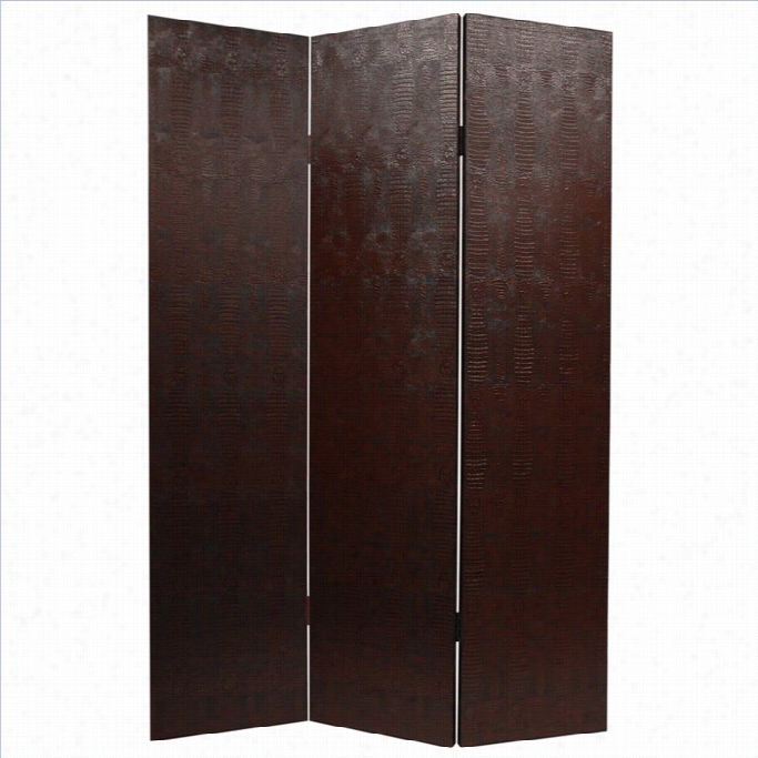 Oriental Furnuture 6 '  Talll Snakeskin Room Divider In Brown