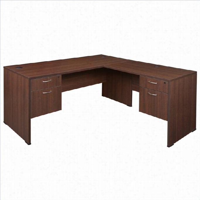 Regency Sandia L-desk With Pedestals In Java-60 Inch