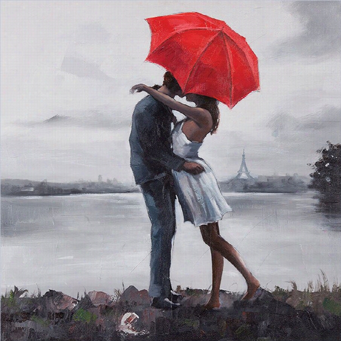 Renwil Kissing  In The Rain Frameless Canvas Wall Creation Of Beauty