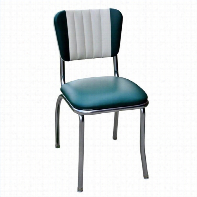 Richardson Seating Retro 1950s Two Tone Channel Back Diner Dining Chair In Green And White