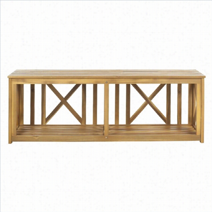 Safavieh Branco Steel And Acacia Wood Bench In Teak Col Or