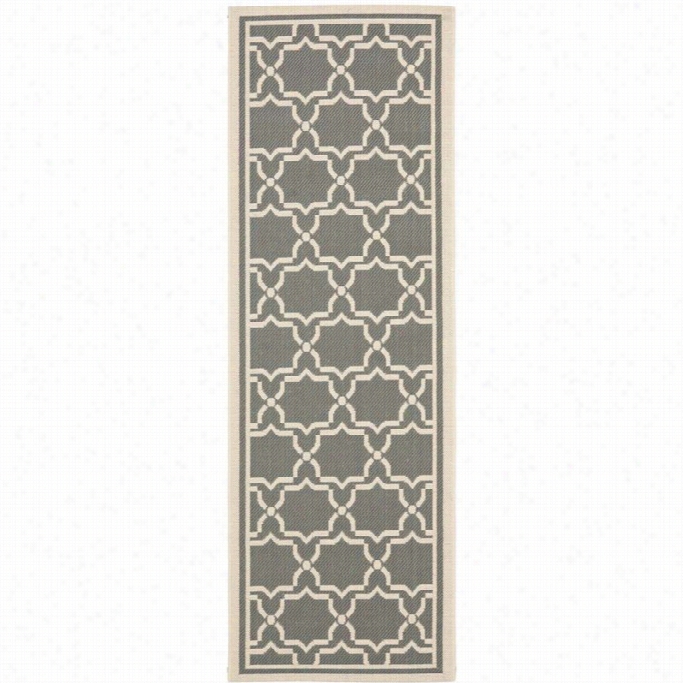 Safsvieh Courtyard Polypropylene Runner Rug Cy6916-246--28 In Anthracite And Beige