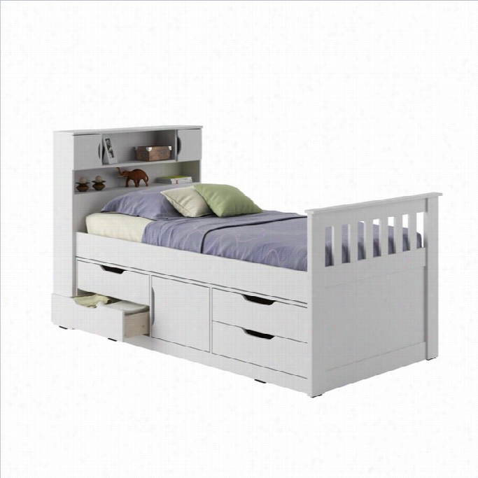 Sonax Corliving Madison Twin  Single Captai'ns Bed In Snow White