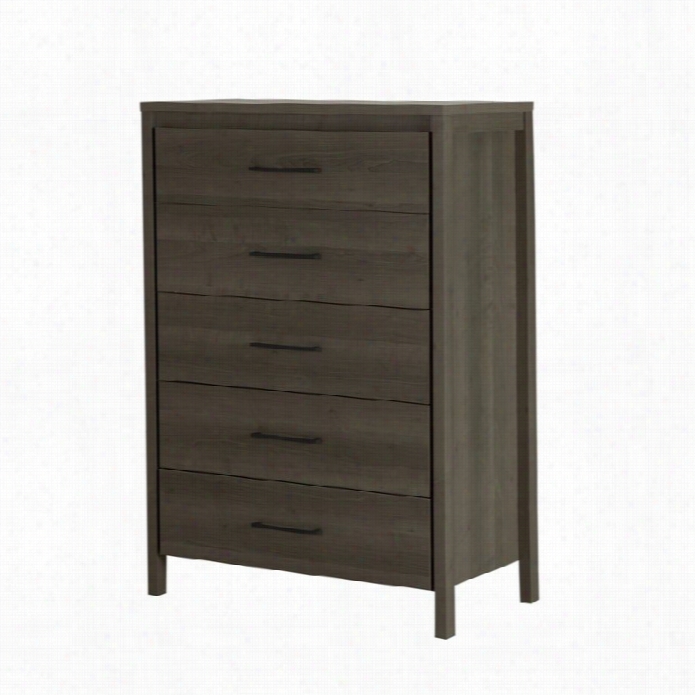 South Shore Gravity 5 Drawer Chest In Gra Maple