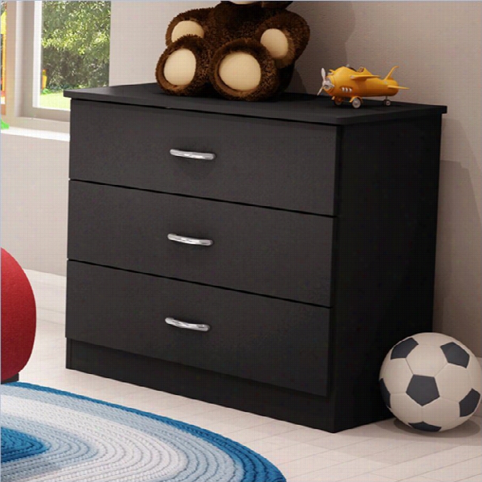 South Shore Libra Kids 3 Drawer Chest In Pure Black Finish