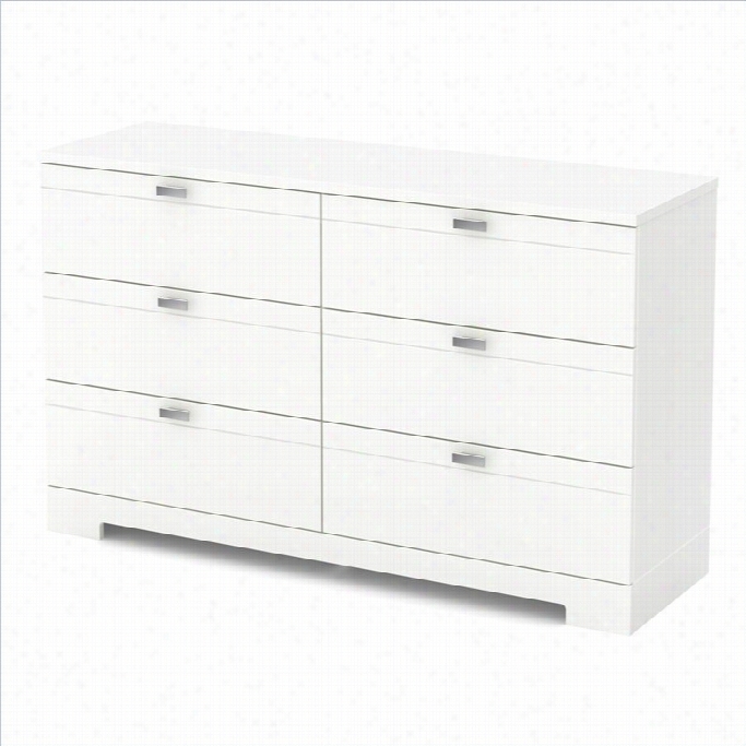 South Shore Reevo 6-drawer Double Dresser In Ure White
