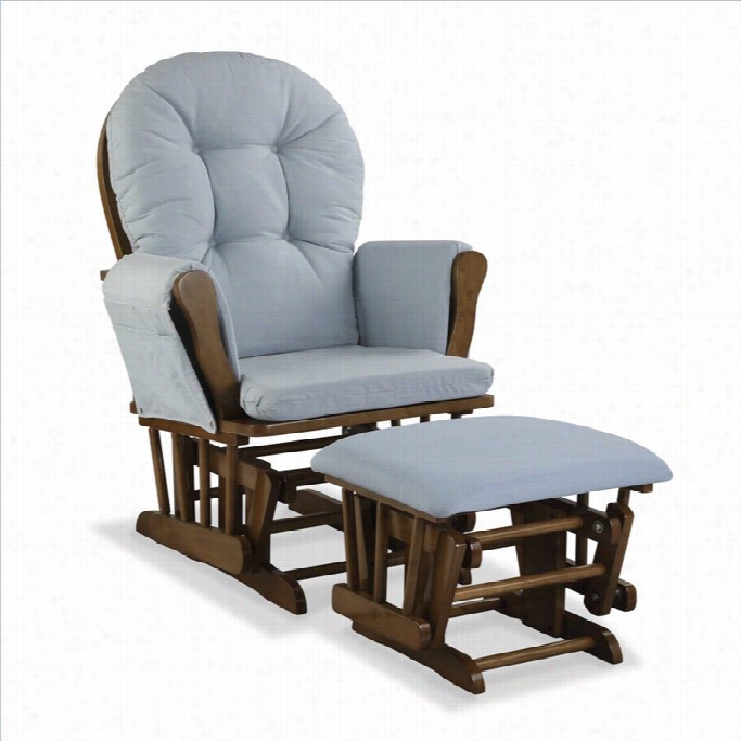 Stork Craft  Hoop Custom Glider And Ottoman In Dove Brown And Light Denim