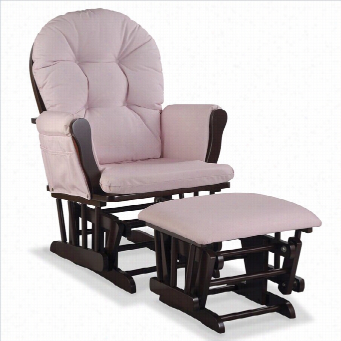 Stork Craf T  Hoop Custom Glider And Ottoman In Espresso And Pink Blush