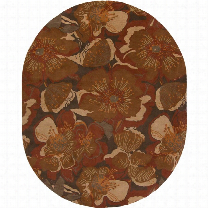 Surya Athena 6' X 9'  Oval Hand Tufted Wool Rug  In Orange Brown