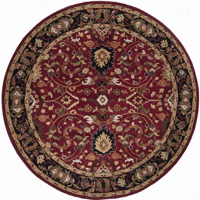 Surya Caesar 8' X 8' Round Hand Tufted Woo Rug In Red And Bpac