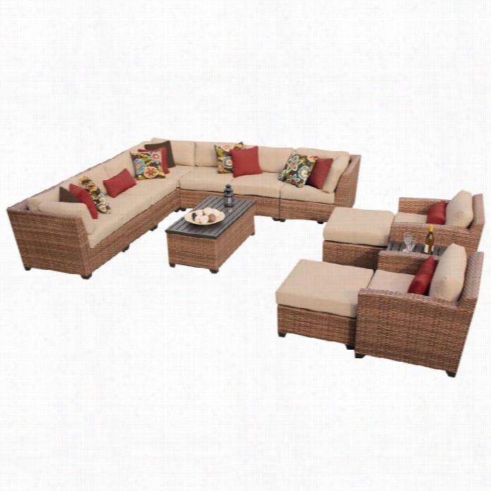 Tkclaguna 13 Piece Outdoor Wicker Sofa Set In Wheat