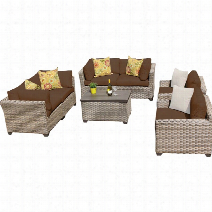 Tkc Monterey 7 Piece Outdoor Wcker Sofa Set In Cocoa