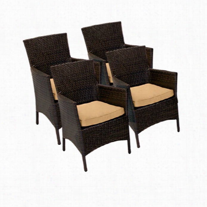 Tkc Sonoma Wicker Patio Arrm Dining Chairs In Sesame (set Of 4)