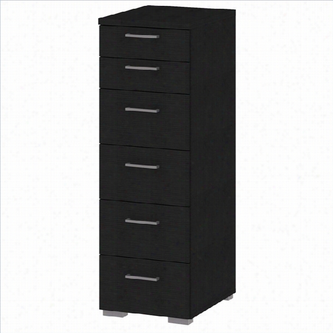 Tvilum Aria Narrow  6 Drawerchest In Black Wood Fibre