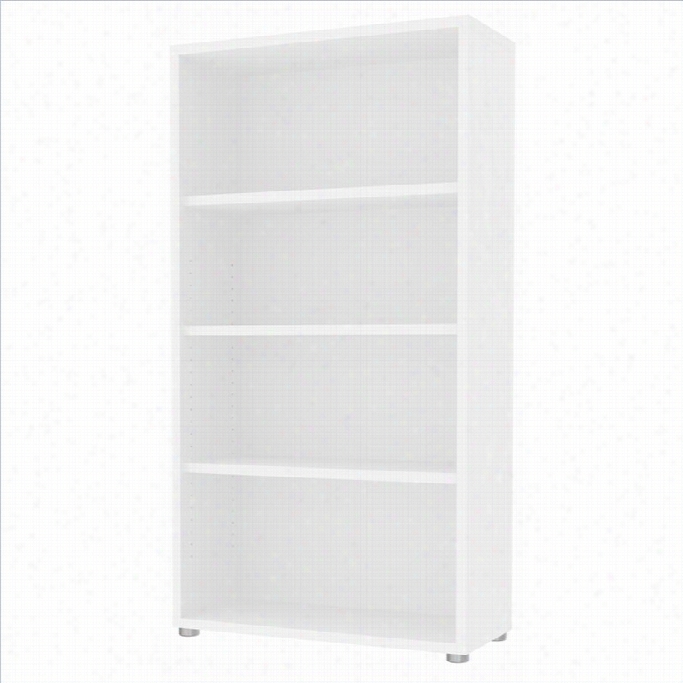 Tvilum Structure 4 Shelf Wide Bookcase In Whi Te
