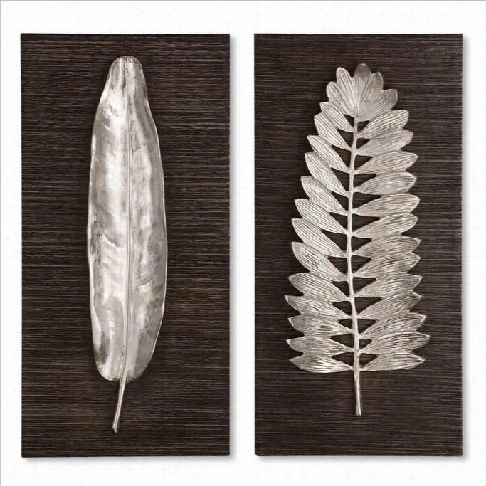 Uttermost Silver  Leaves Wall Art  N Dark Ebony Stain (set Of 2)