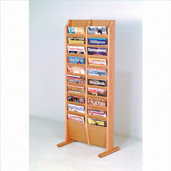 Wo Oden Mallet 20 Pocket Magazine Rack In Ght Oak