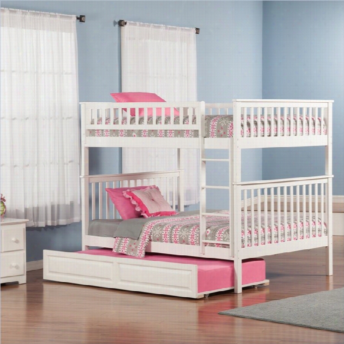 Woodland Bunkbed With Twin Raisedp Anel Trundle Bed In White-twin Over Twin