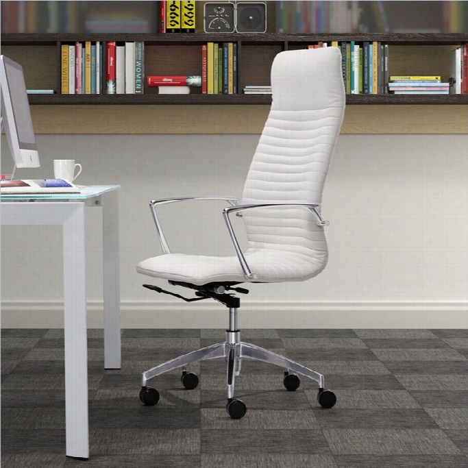 Zuo Lion High Back Office Chair In White