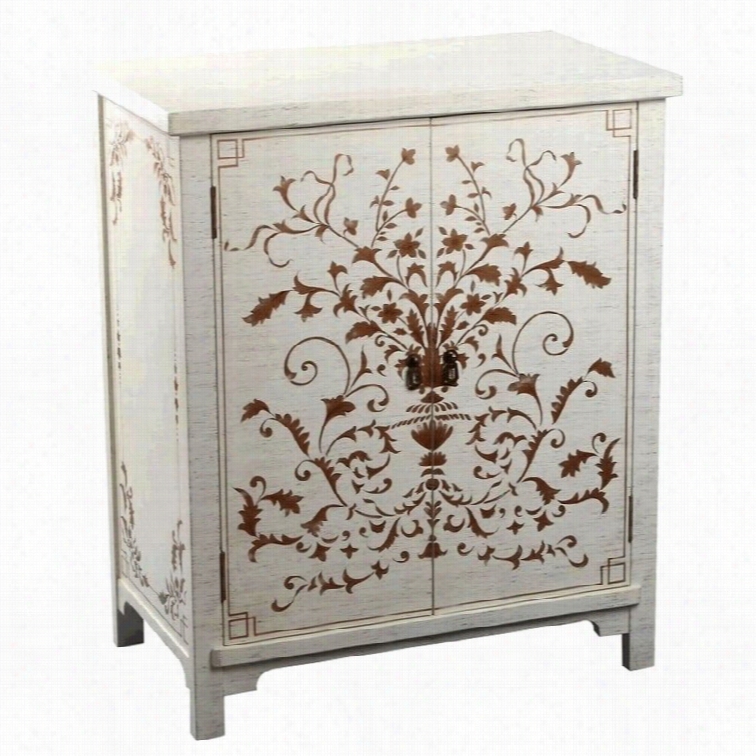 Abbyson  Living Antique Parmita Hand Painted Accent Chest In White